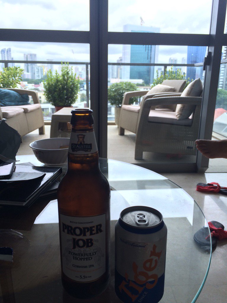 apbruce2222's tweet photo. Travelled nearly 7000 miles to Singapore and the first drink I get offered is @properjobale @StAustellBrew https://t.co/F8GvPOS5NW