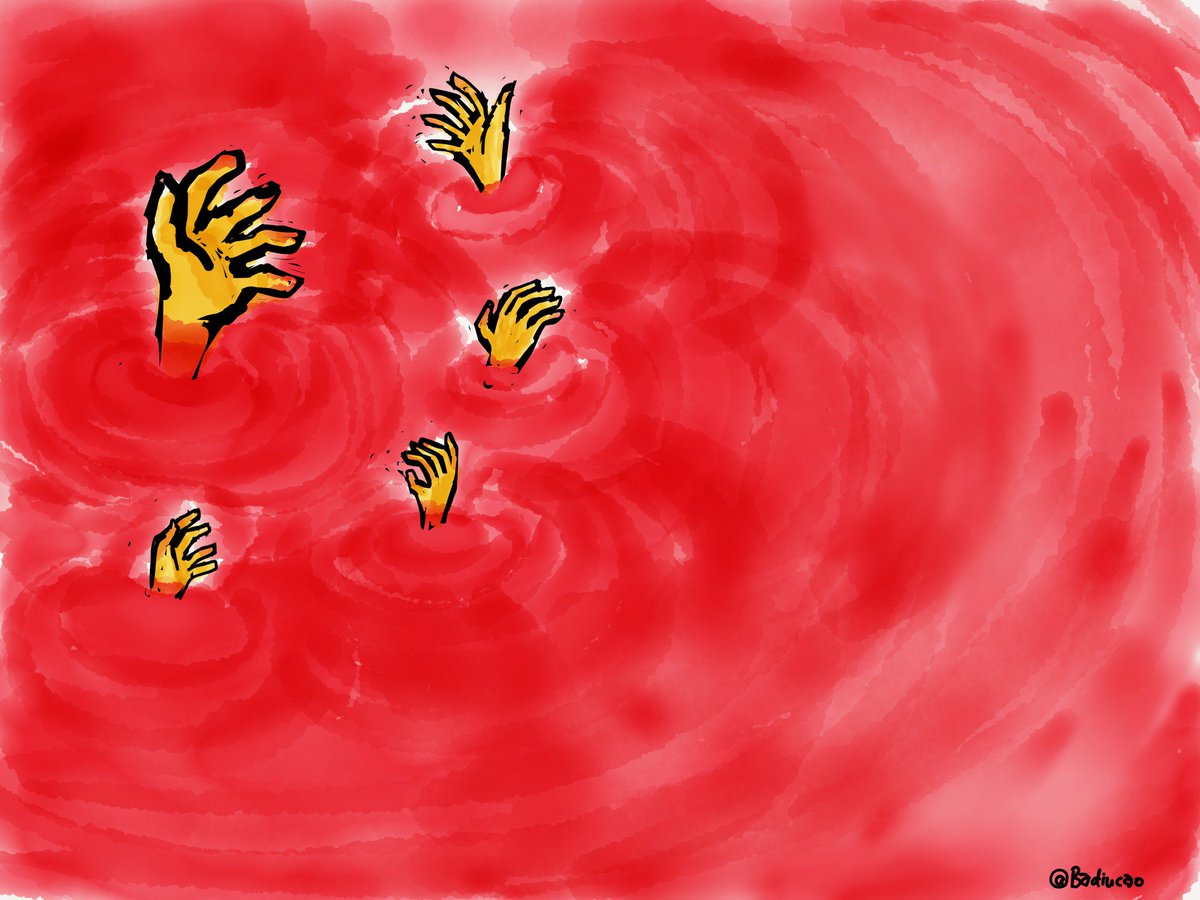 badiucao's tweet photo. #badiucao cartoon for china's flood crisis. https://t.co/QJ8t7Bffxk