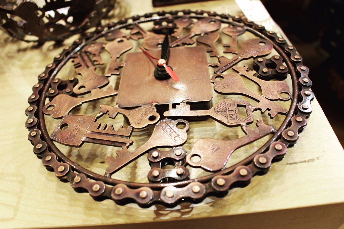 The #TourdeFrance final this Sunday! Clock made from recycled bike chains &amp; keys by <a href="/ArtisansFair/">Artisans Fair</a>