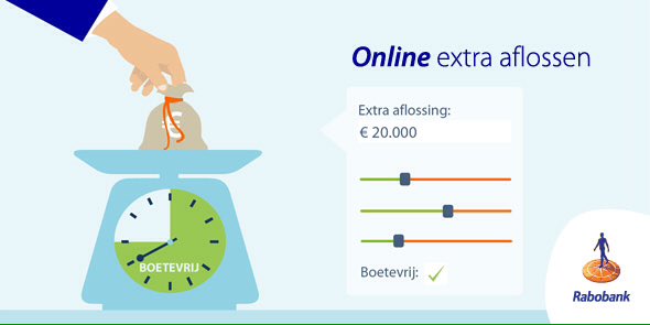 Rabobank's tweet photo. Extra aflossen op je #hypotheek? Dat kan vanaf nu online! Bekijk de mogelijkheden en los af: https://t.co/vxoPLZHWaM https://t.co/b0h3zwGDTQ