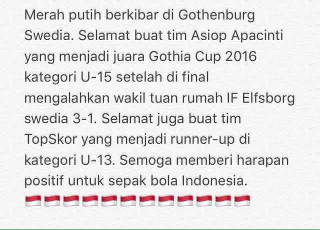 LigaKGU14's tweet photo. Selamat untuk Asiop Apacinti dan Tim Top Skor menjadi juara dan Runner Up di @Gothia_Cup 2016
🇲🇨🇲🇨🇲🇨🇲🇨🇲🇨 https://t.co/EA7iaz5PBQ