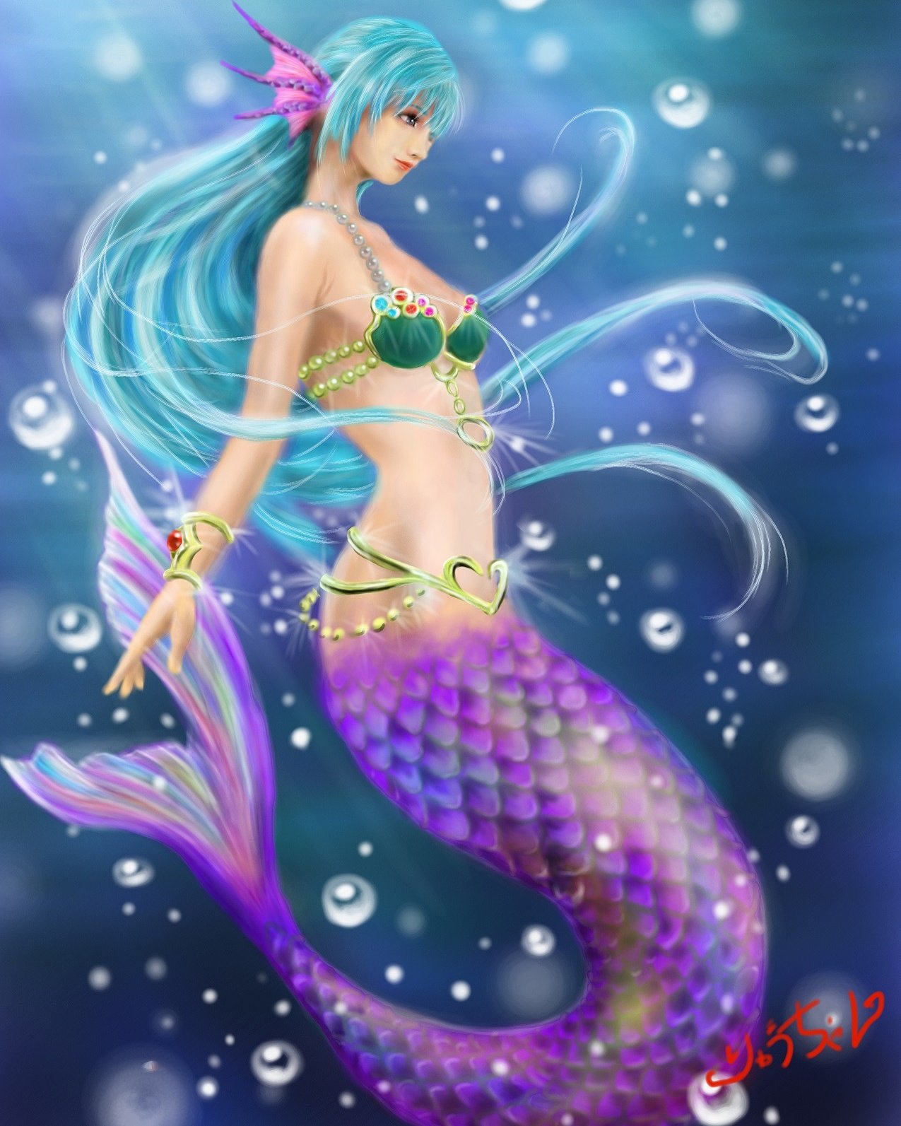 りゅうちゃん 幻想絵師 デジタルで描いた人魚 光が差す海中 光を跳ね返す鱗 光を透き通す髪の毛 創作クラスタと繋がりたい 絵描きさんと繋がりたい イラスト基地 イラストの森 イラスト同盟 拡散希望rtおねがいします T Co Prjk7ne7el