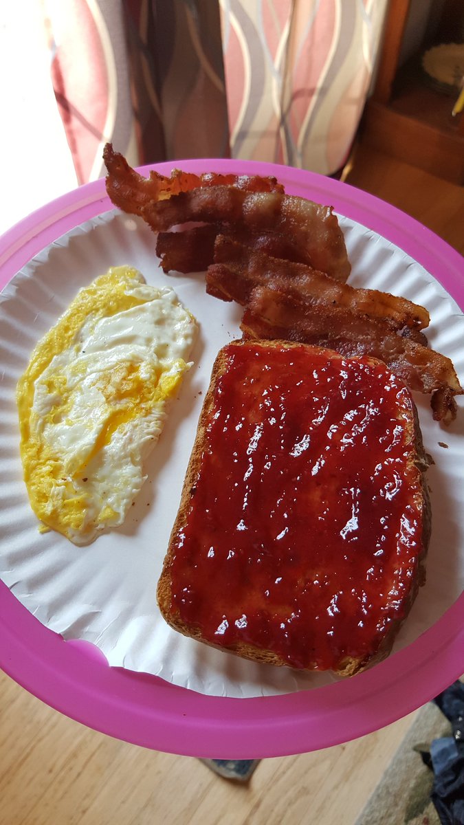 <a href="/BlackLabelBacon/">BLACK LABEL BACON</a> #maple bacon with <a href="/BiscuitHeadGVL/">Biscuit Head</a> #raspberry jam on country potato bread, #saturdaybreakfast