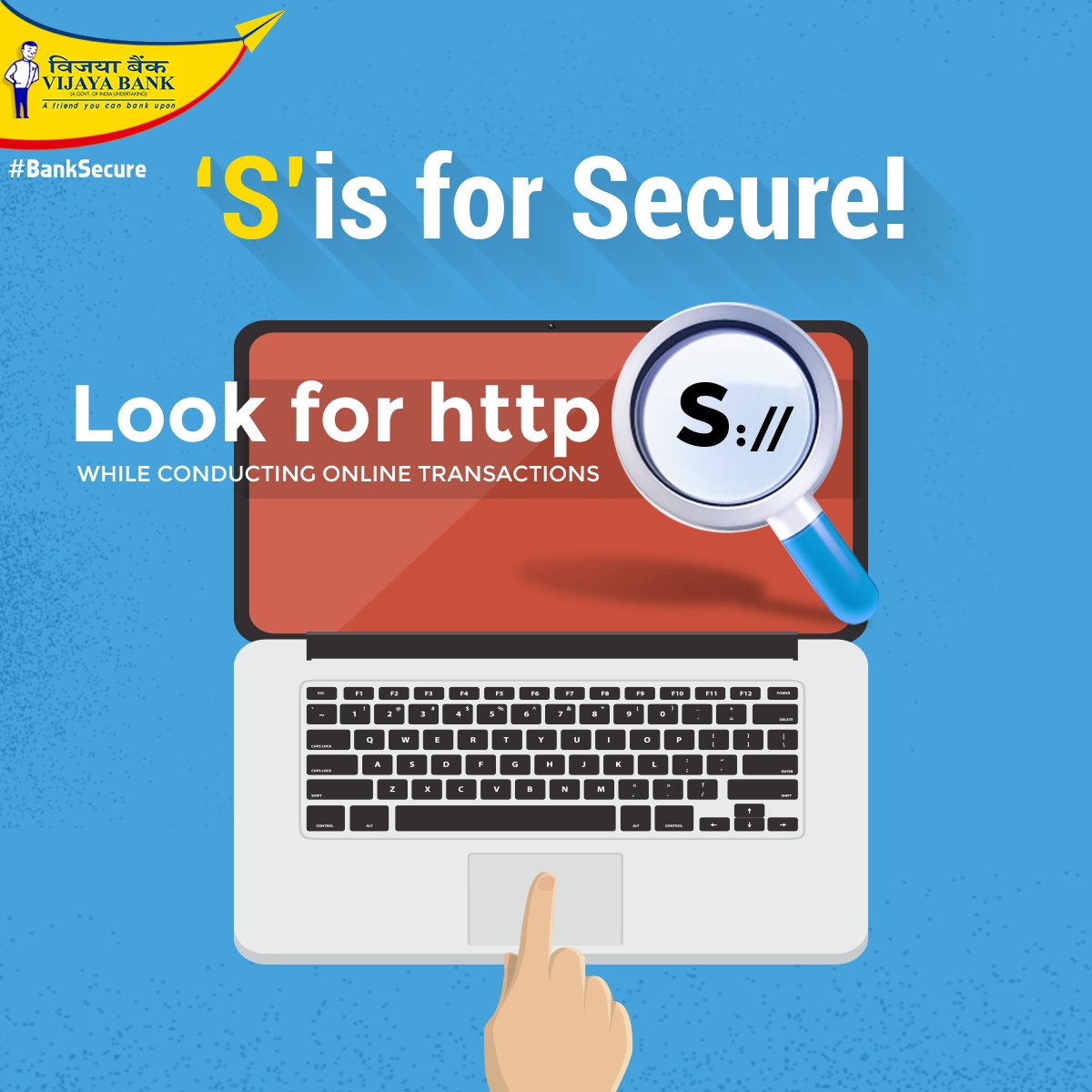 When conducting #OnlineTransactions, always look for a "https:" URL, where the "s" stands for "secure" #BankSecure