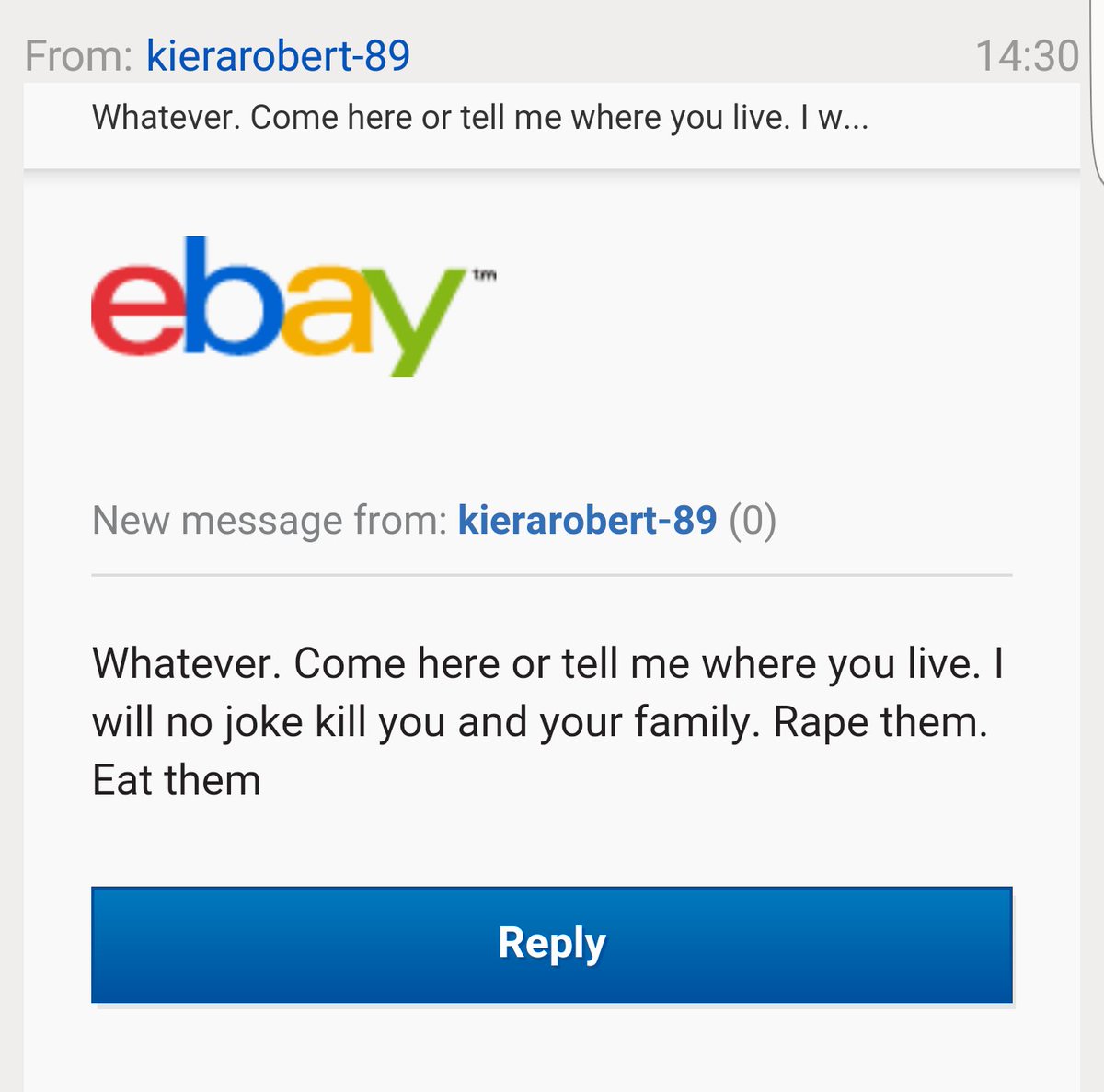 SarahSandyPants's tweet photo. @SWPSwansea @eBay_UK  More disgusting threats and harassment https://t.co/Mp1rHGu521