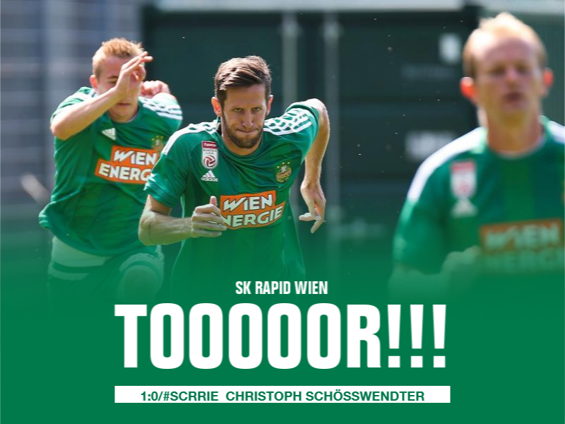 skrapid's tweet photo. 13' | TOOOOOOOR für #RAPID!!! #Murg mit dem Freistoß und #Schösswendter köpft aus kurzer Distanz ein!!!!! #SCRRIE https://t.co/tb38cQDoWI