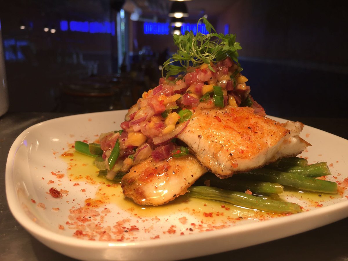 donostiasc's tweet photo. A very 'special' special this weekend @PopBrixton Seabass with mango &amp; jamon salsa!! #basqueinbrixton https://t.co/4ODxBfbqBI