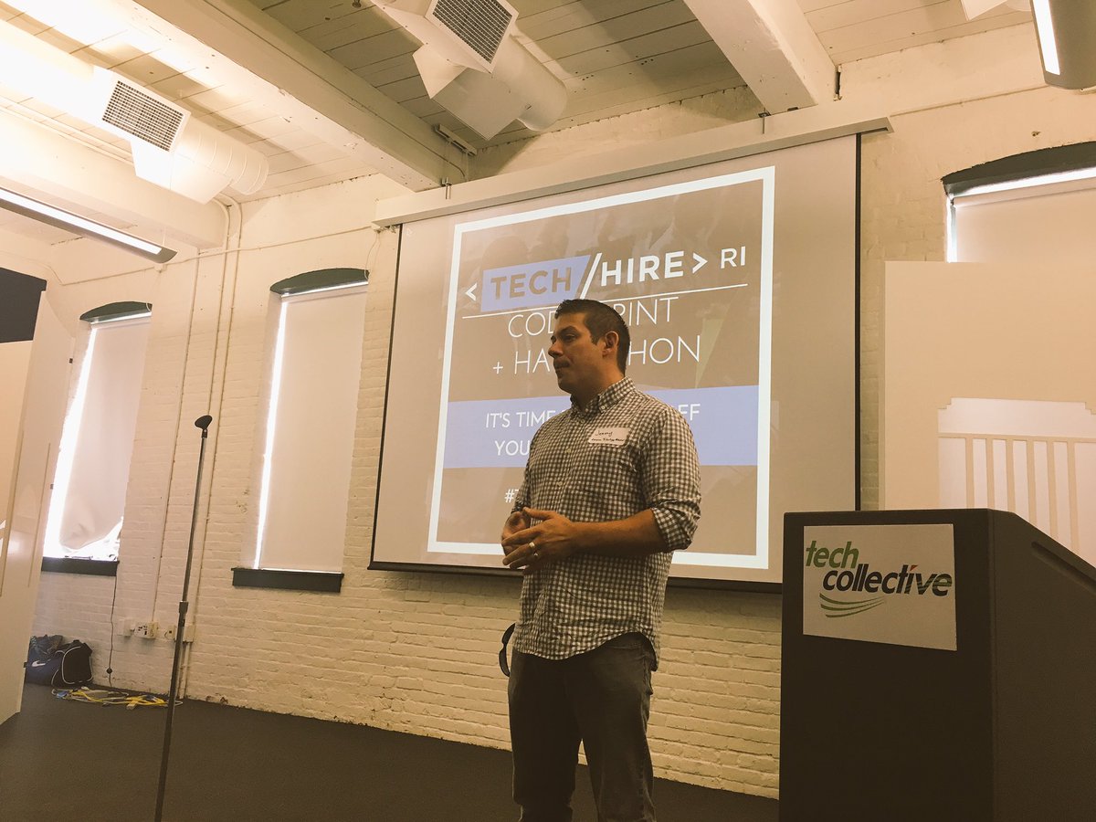 TechHireRI's tweet image. #TechHireCodeSprint partners @kenzanmedia @envisiontech woo #techies + talk #tech #jobs in #RI. (They&apos;re hiring!)