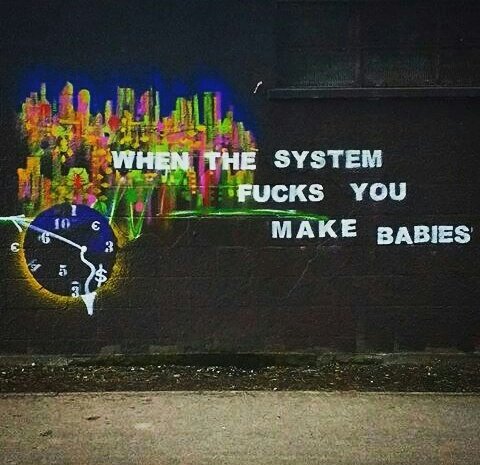 FraughenSarah's tweet photo. #whenthesystemfucksyoumakebabies ......And <3 them #dublincity #urbanart #royalcanal #mural #streetart #graffiti https://t.co/yMDSEbvhzs