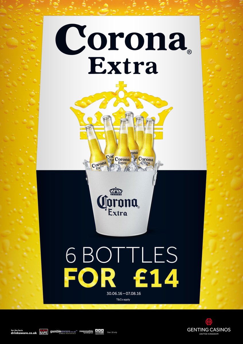 GentingBPLSlots's tweet photo. Why not join us for a bottle of Corona 2 bottles for £5 or 6 bottles for £14! A fantastic deal. https://t.co/4REUebE5lr