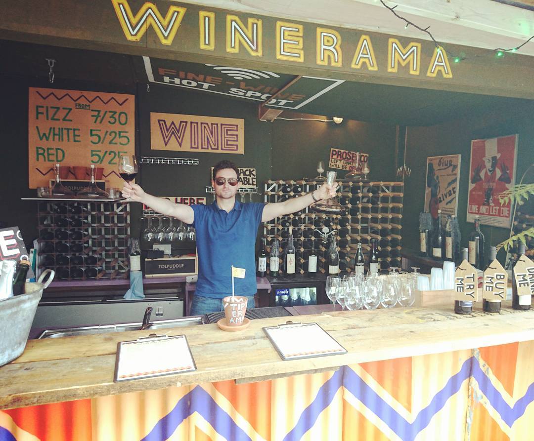StreetFeastLDN's tweet photo. Look how happy our Aaron is because #Dinerama is now OPEN. Join him in Winerama for daytime drinking until late. https://t.co/yqSGWt6p6C