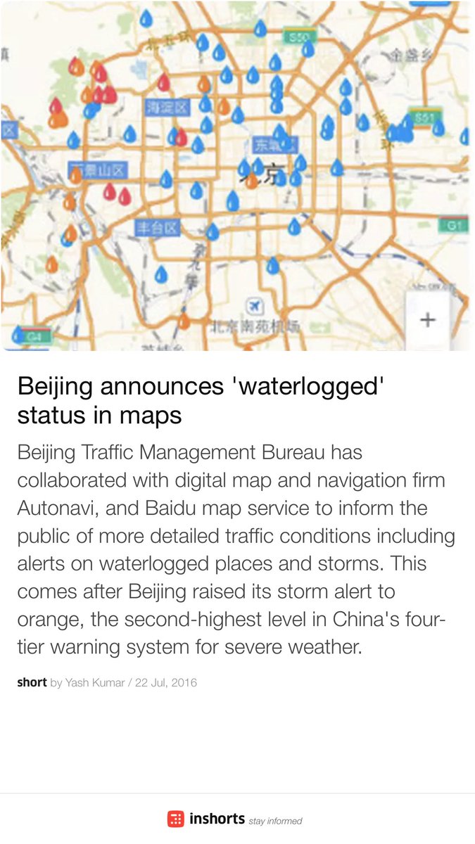 Nithing5's tweet image. Not a bad idea for Google maps for#MumbaiRains.Bejing announces 'waterlogged' status in maps
buff.ly/2a2Insk