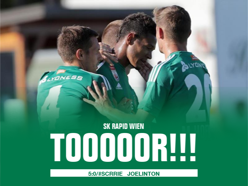 skrapid's tweet photo. 56' | TOOOOOR für #RAPID!! Es geht munter weiter: Unser Neuzugang #Joelinton erhöht auf 5:0!! #SCRRIE https://t.co/JhwylCfZNJ
