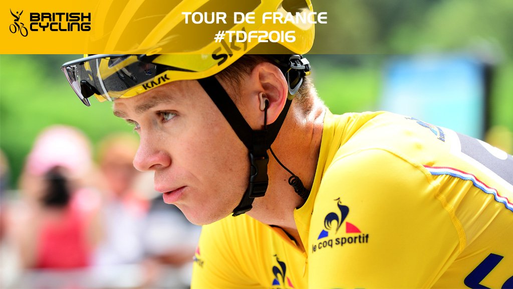 BritishCycling's tweet photo. Froome has his eyes on Paris and his hands on the yellow jersey #TDF2016 

https://t.co/jHKdrXbFsE https://t.co/voAVEOuci3