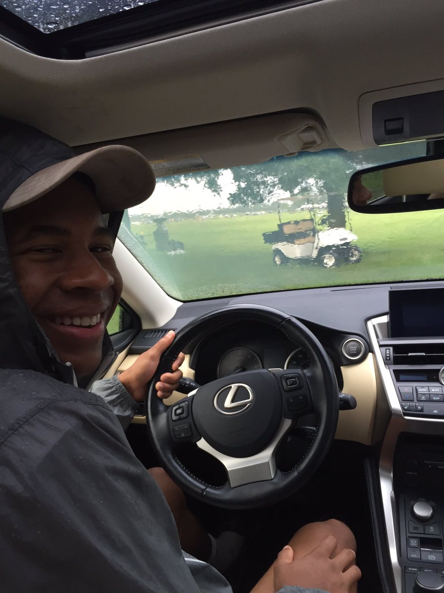 EdinaUltimate's tweet photo. Rain delay, Nate went in the clubhouse so @joshfelton1 is driving Nate's Lexus #lefthiskeys https://t.co/iOHnbHbR7j