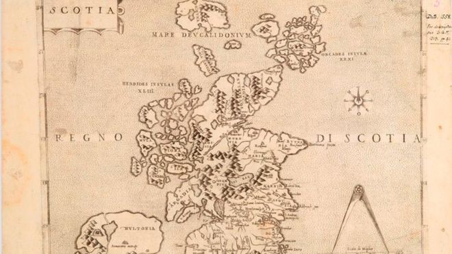 BBCScotland's tweet photo. The first ever printed map of Scotland has gone on show @natlibscot > https://t.co/NQDhRVDKjY https://t.co/J9VbikzK3g