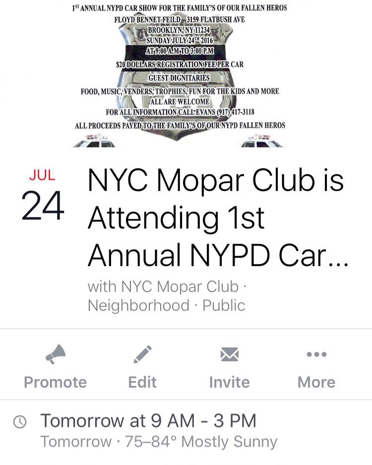 ⓃⓎⒸ Ⓜopar Ⓒlub Car Show Tomorrow. Floyd Bennet Field 3159 Flatbush Ave Brooklyn NY 12234