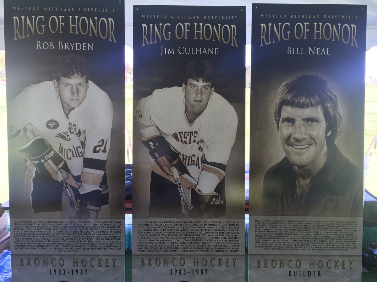 WMUHockey's tweet photo. Congratulations again to Rob Bryden, Jim Culhane and Bill Neal! https://t.co/a07mpmE10k
