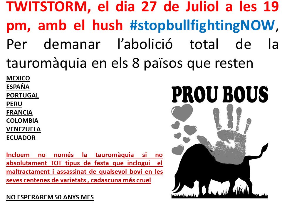 NOTORDESILLAS15's tweet photo. Campanya intenacional per l’abolició de la tauromàquia i de totes les festes amb brous i vaques en els 8 paisos https://t.co/58PN1TX95b