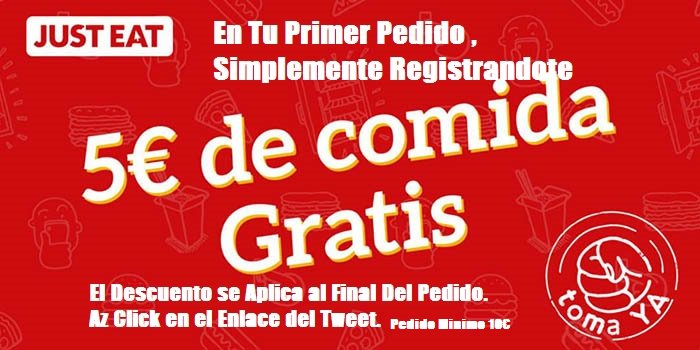 DSCUENTOSONLINE's tweet photo. ♥5€ de Descuentazo en @JustEat_es En tu Primer Pedido Entrando a Este enlace https://t.co/vLXFRAin1H #FelizSabado :D https://t.co/6DBIh3Mbkc