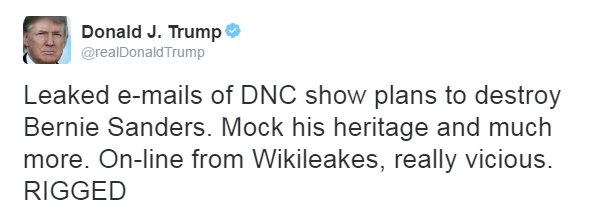 FoxNews's tweet image. .@realDonaldTrump comments on the #DNCLeaks.