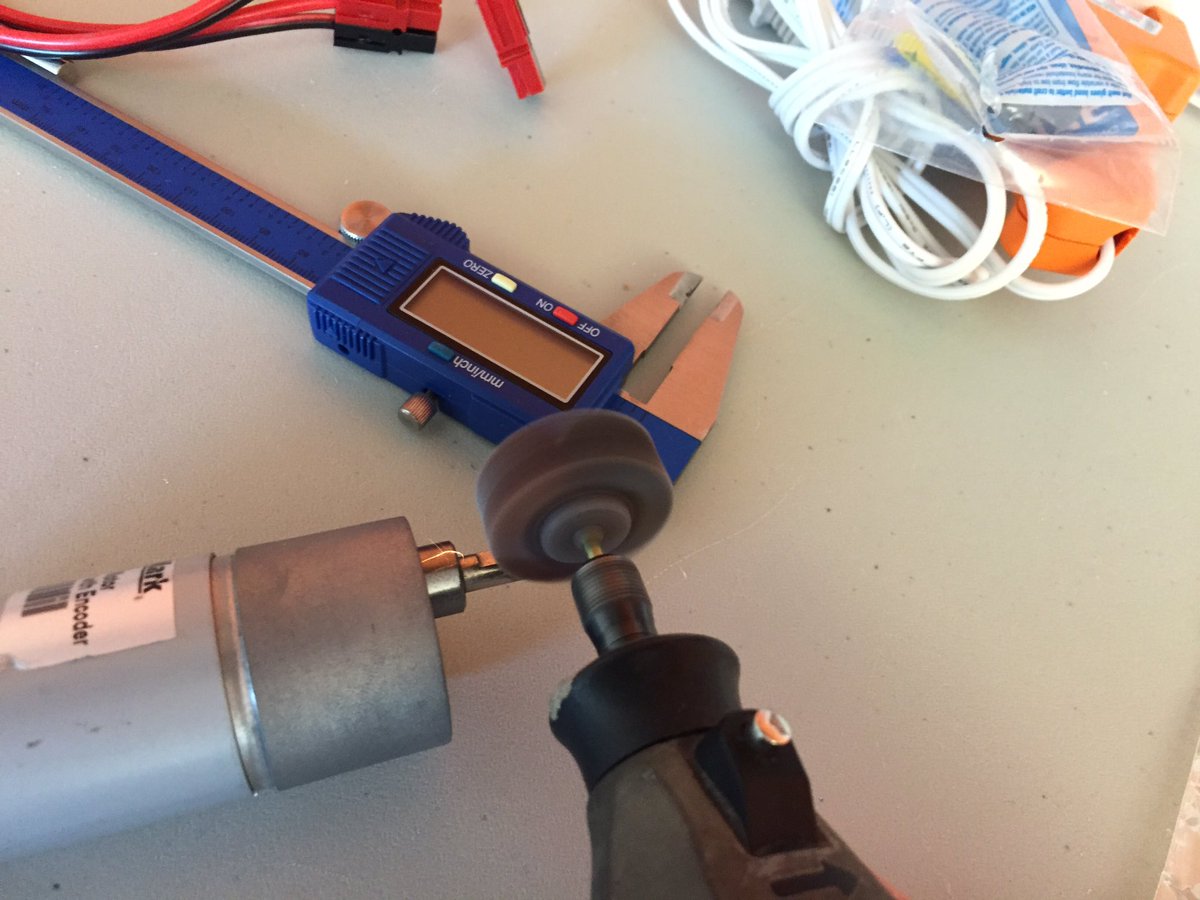 openftc's tweet image. Clean up those 6mm motor shafts with a 120 grit flapwheel on the dremel.