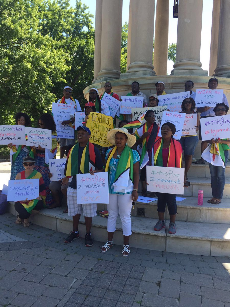 ACAWRA's tweet photo. Zimbabweans in #Kitchener - #Waterloo #Canada standing for peace and democracy #thisflag #tajamuka #sesikile #NOMORE https://t.co/rlX9u1oP2f