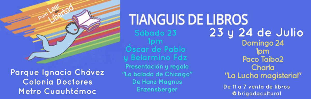 Mañana a las 13:00 hrs <a href="/Taibo2/">Paco Taibo2📝</a> en el Jardín Ignacio Chavez. Charla "La Lucha Magisterial"