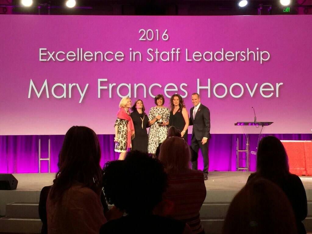 KomenNWTX's tweet photo. Congratulations to our Executive Director, Mary Frances Hoover, for winning Excellence in Staff Leadership at #KLC16 https://t.co/eAH5yurXrF