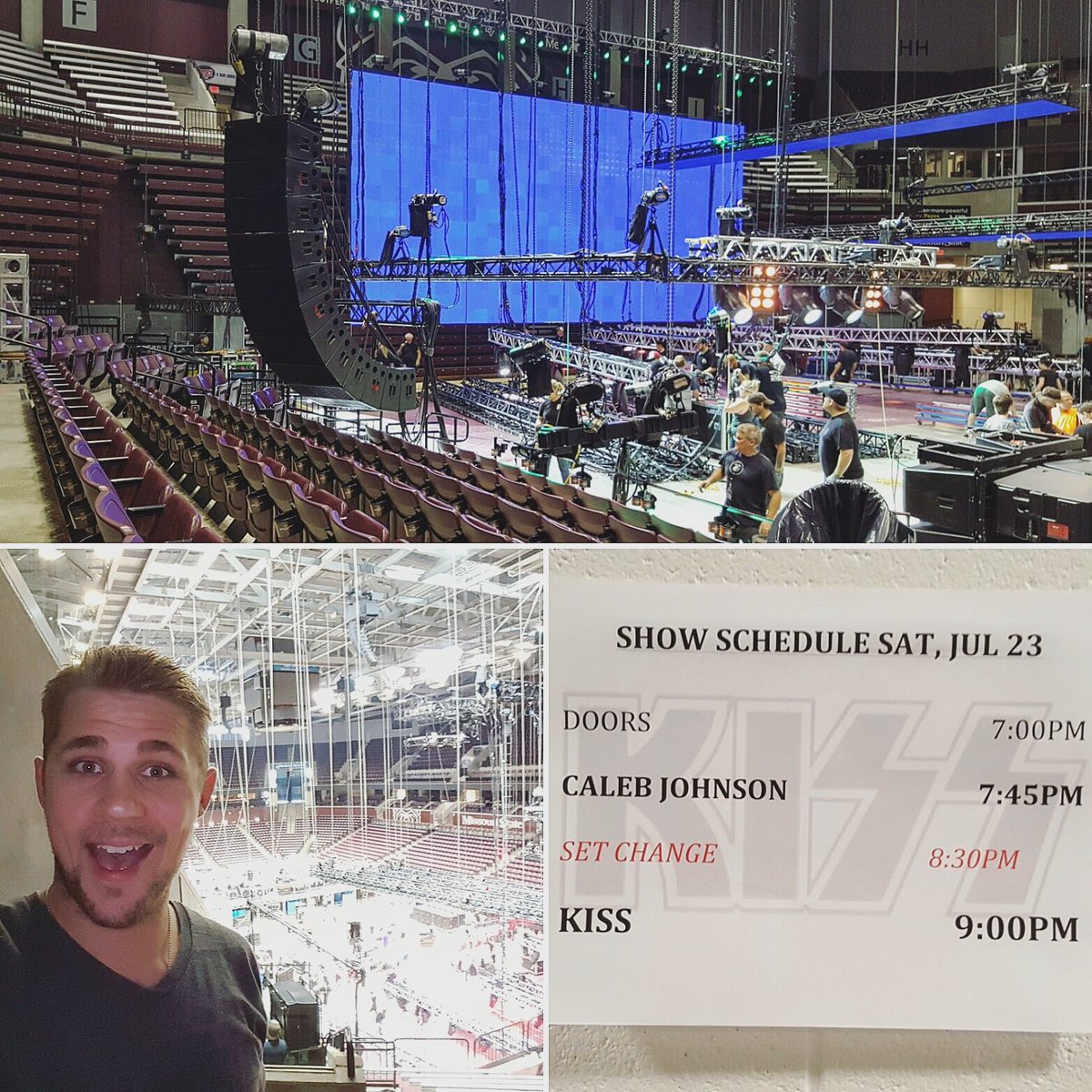 RealityCheckVR's tweet photo. Get ready Kiss Army! Time to Rock n' Roll Springfield, MO! #kissconcert #loadingin #workinghard #msu https://t.co/OM2d90mRBN