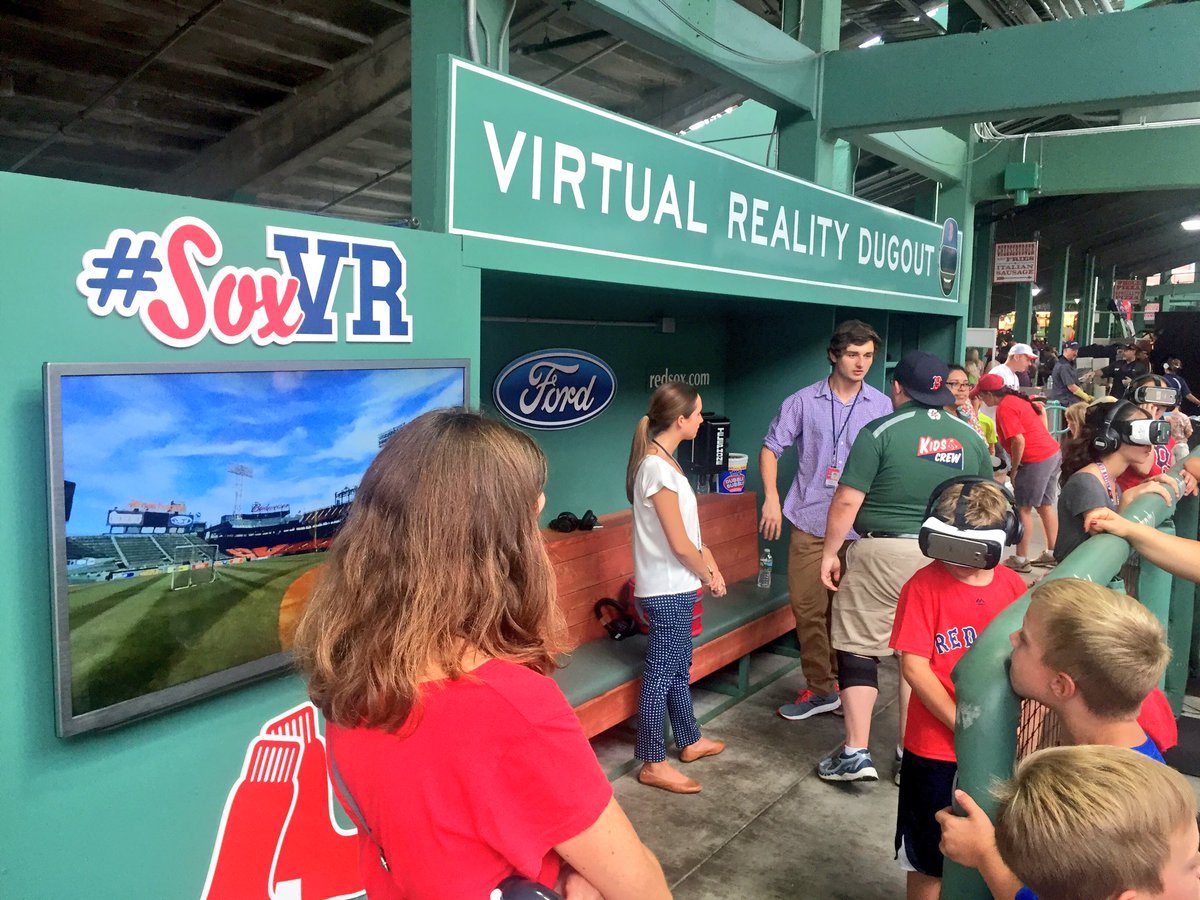 RhettHobart's tweet photo. More and more teams embracing virtual reality experiences for fans. Cool #SoxVR dugout here at Fenway. https://t.co/oiymrl0ELj