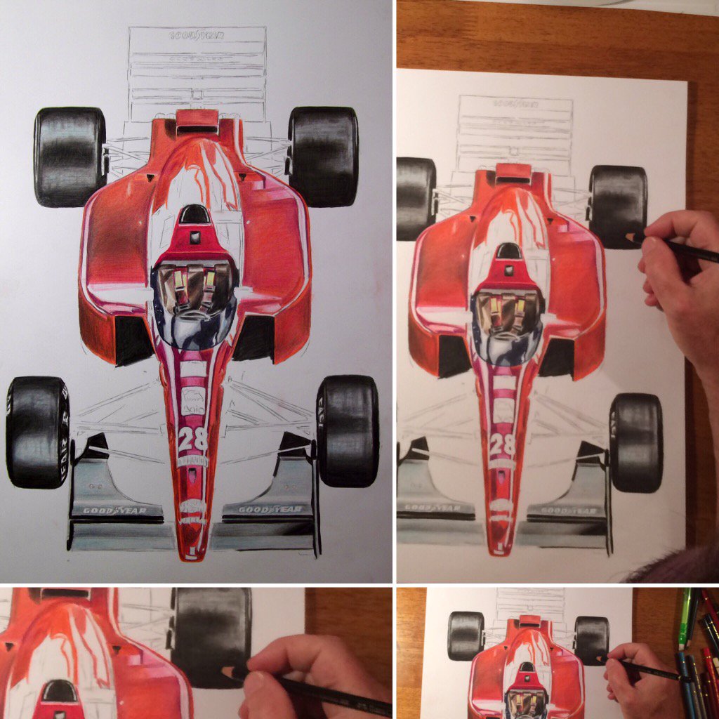 hells12's tweet photo. More progress on the Ferrari 643F1 #ferrariart #ferrarif1 #f1art #jeanalesi #classicf1 #90sf1 #carart #automotiveart https://t.co/Pr0TKEzNnh