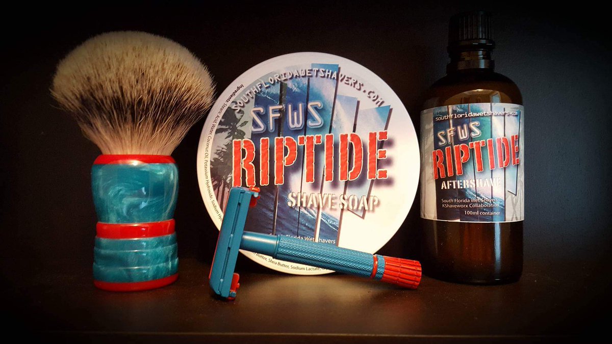 Commissioned by Tim Zub of South Florida Wet Shavers for a themed razor to match the new “Riptide” soap, AS.