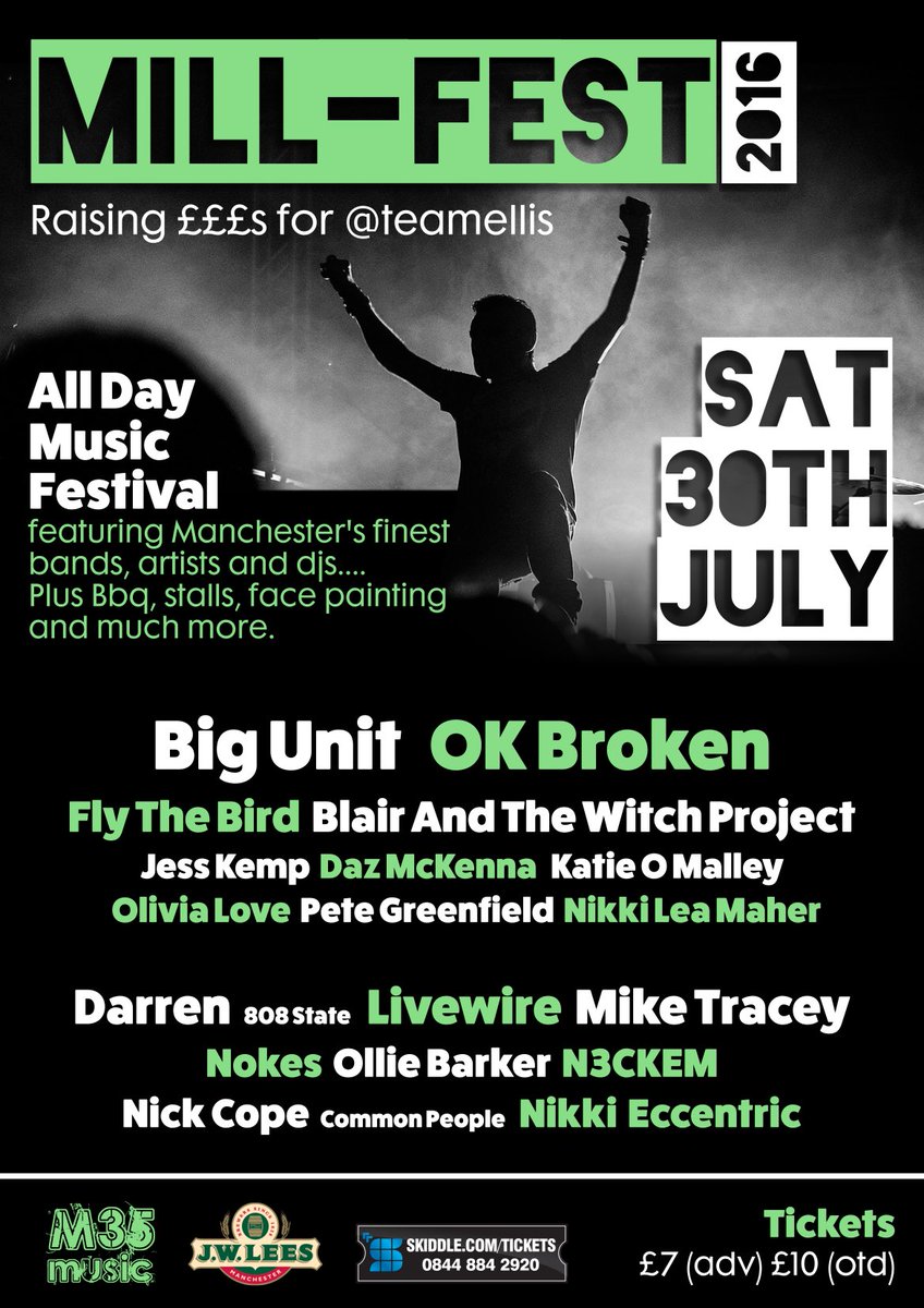 Mill-Fest line up ooosh bring it!! <a href="/BIGUNITMCR/">BIG UNIT</a> <a href="/OkBroken/">Im Ok (Broken)</a> <a href="/Flythebirdmusic/">Fly the bird</a> <a href="/jesskempartist/">Jess Kemp</a> @Oliviaa__Love <a href="/Mckenna78/">Darren Mckenna</a>