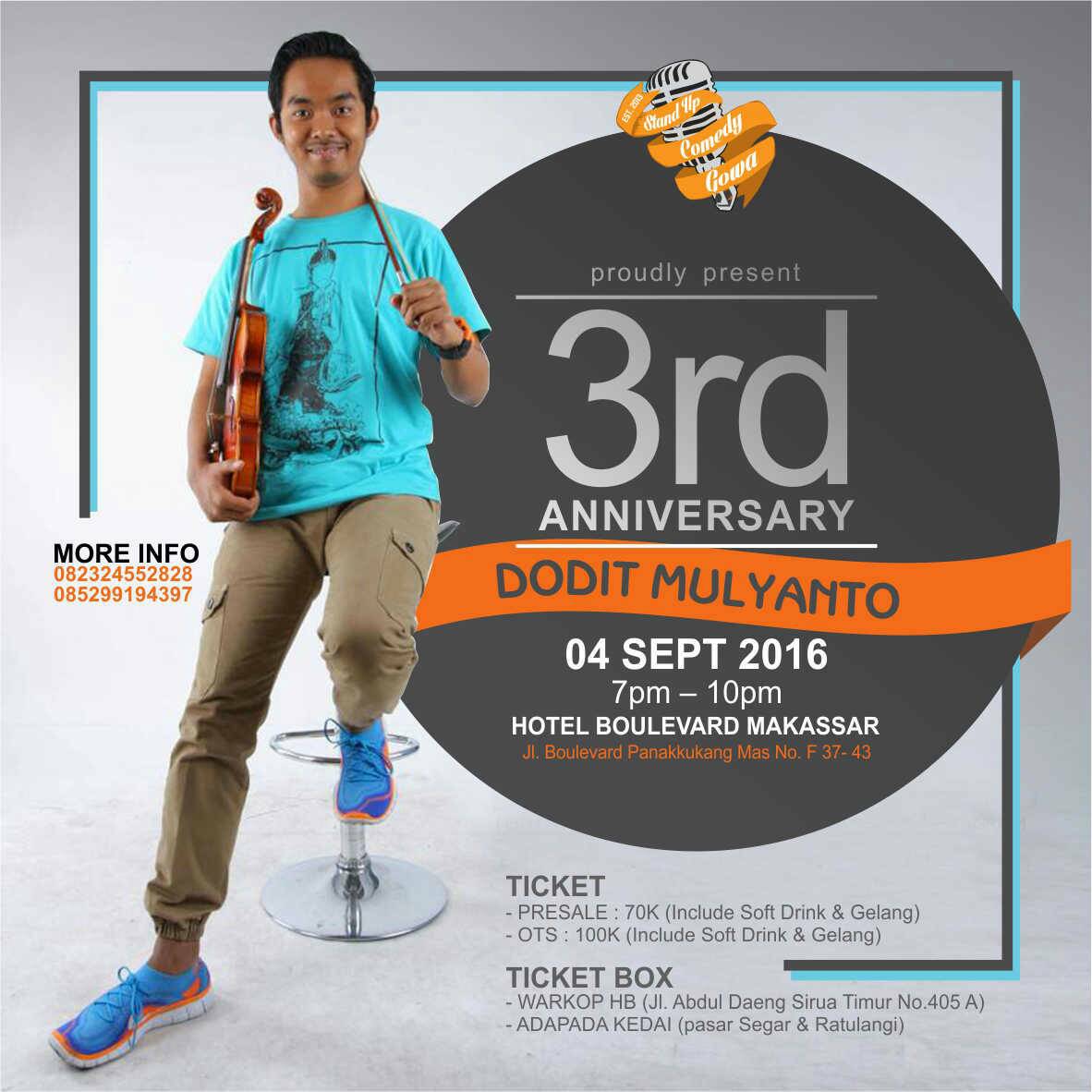 Jangan sampe ketinggalan ultah <a href="/StandUpInGOWA/">STAND UP INDO GOWA</a> bareng bang dodit \m/. bakal seru nih guys!!!