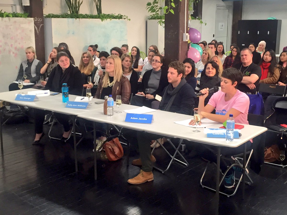 Fishburners's tweet photo. Our awesome pitches judges @sallyannw @MsGenGeorge @ColetteGrgic @as_jacobs   #WeekendsAtFB https://t.co/gCRuGqowGr