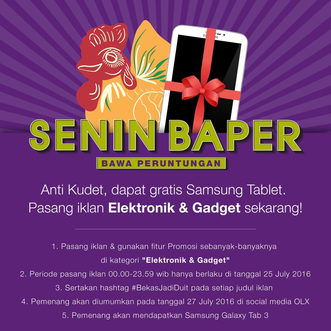 olxid_official's tweet image. Mau anti kudet dan dapetin Samsung Galaxy Tablet? Jual gadget ga terpakaimu di #BekasJadiDuit cuma di 25 Juli &apos;16!