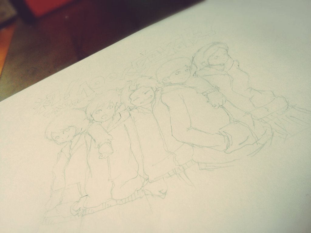 parasute800's tweet photo. フォロワー100人突破の記念イラスト下書きしてる！
#イラスト 
#フォロワー記念イラスト 
#イラスト完成 https://t.co/0nLbn8pcYH