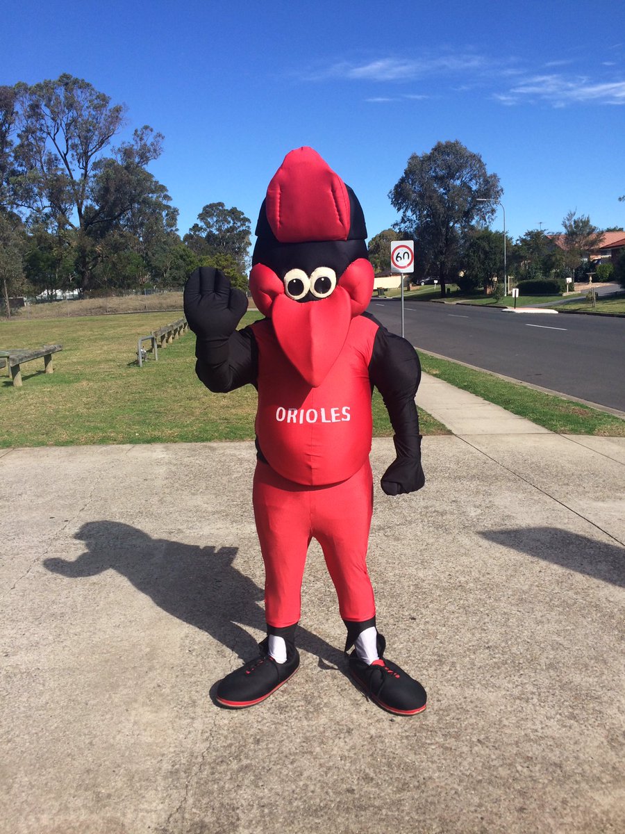 CaspersBaseball's tweet photo. @SeanThompson090 is a an #macarthurorioles mascot for a day #SupportYourLocalBaseballClub #regoday #aussietball https://t.co/wHqPE8AQox