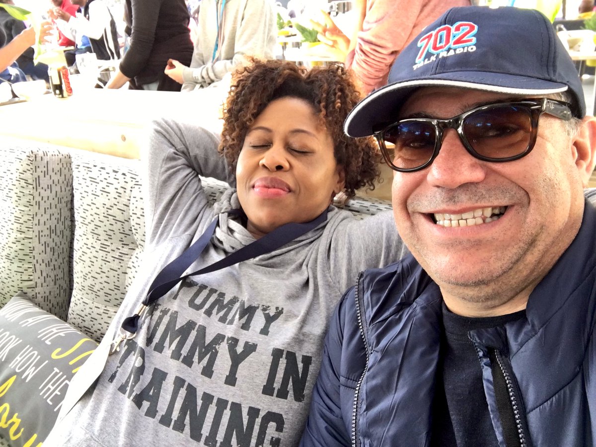 AkiAnastasiou's tweet photo. Look who I just bumped into at the @Radio702 #WTT2016. @RediTlhabi is always so happy to see me. #Bestie https://t.co/LBjsrf4Psr