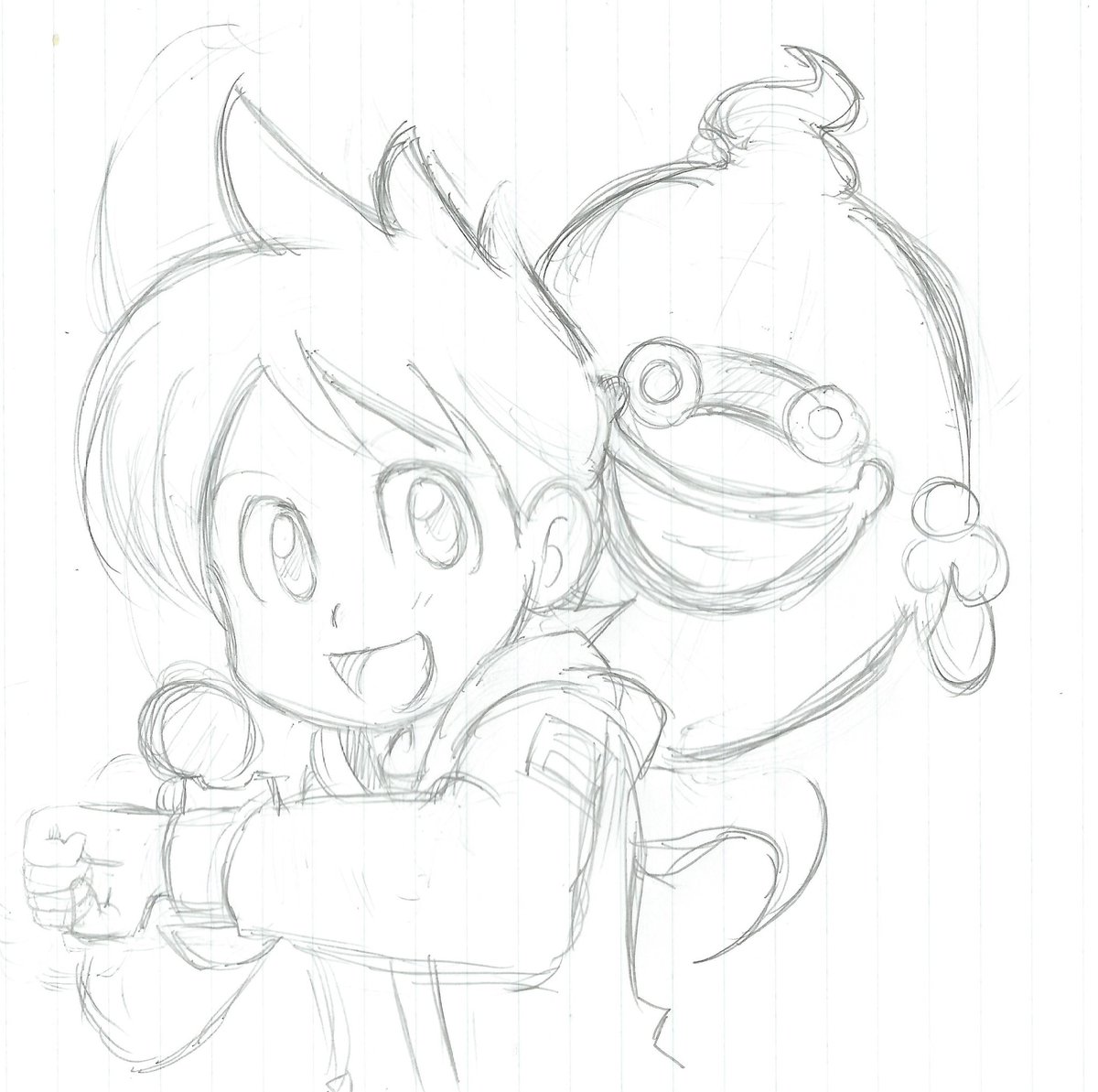 ぽいえ Ar Twitter 珍しく妖怪ウォッチっち絵 ケータくん ウィスパー ラフもいっしょに ラフのが顔可愛いw