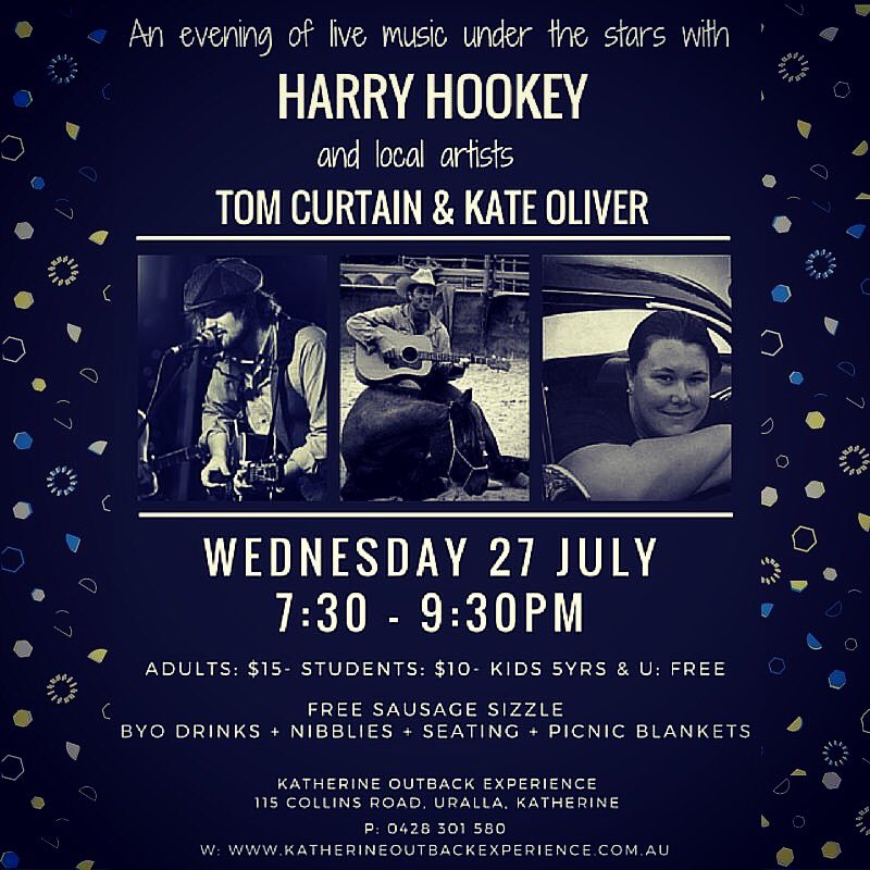 Tom_Curtain's tweet photo. We are hosting a mini concert under the stars Wed 27 July! Free sausage sizzle! @HarryHookey @kateolivermusic https://t.co/sye4PsRVAf