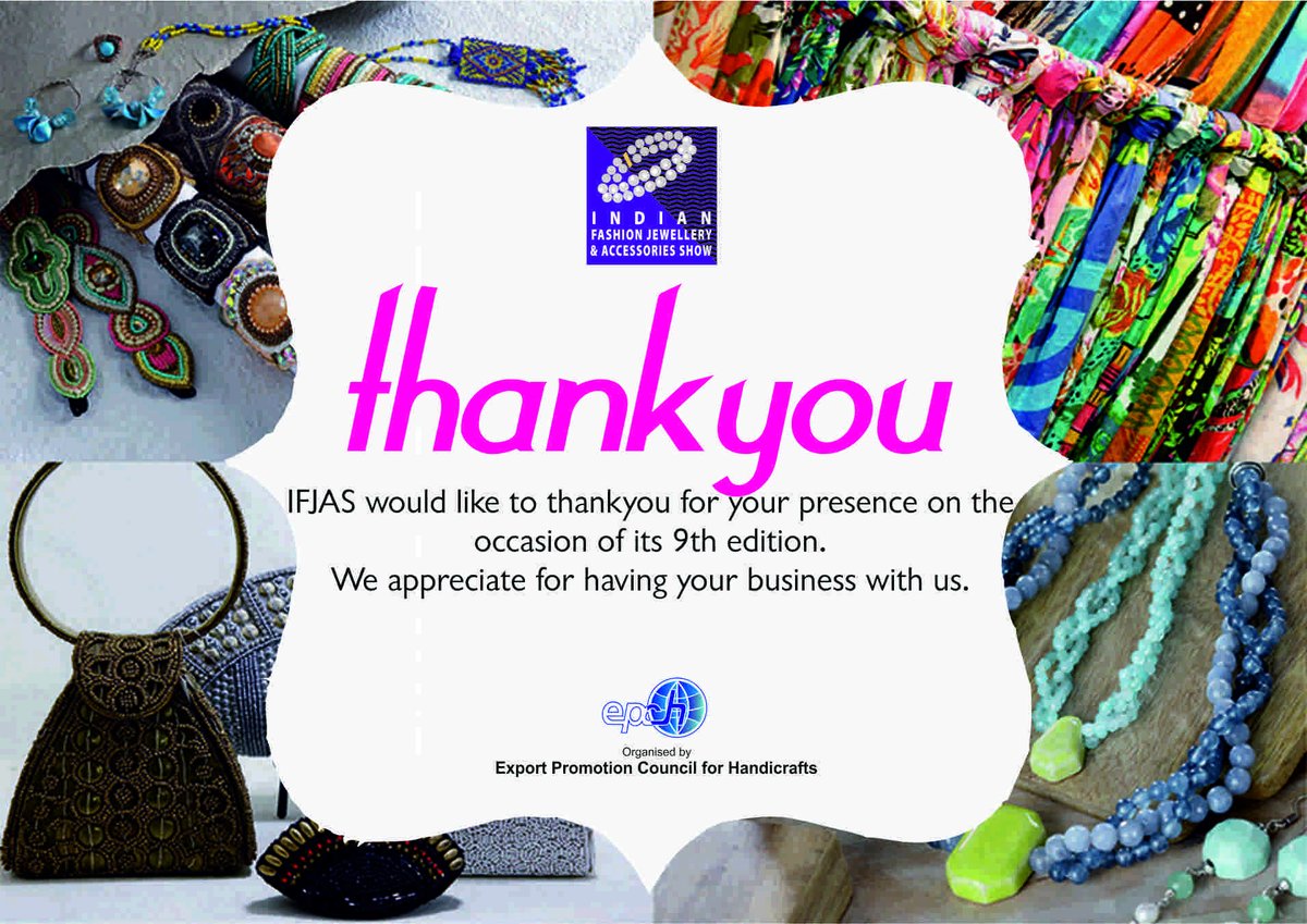 epchindia's tweet photo. Thank you for making The IFJAS, 2016 a huge success!! #ifjas #tradeshow #fashion https://t.co/ud0oDpi2Mj