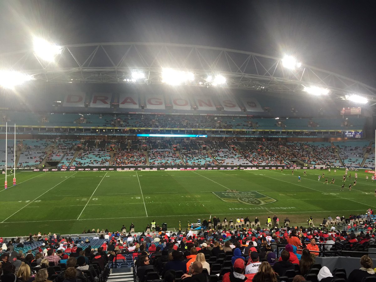 AccorStadium's tweet photo. THANK YOU to the 15,087 fans who came to see #NRLDragonsTigers @ANZStadium today &amp; to support #MenOfLeague https://t.co/apWK7xoHSm