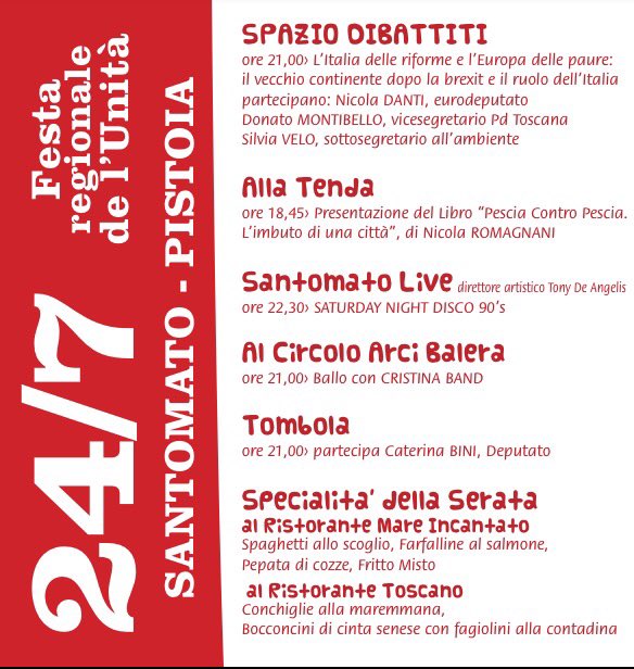 E siamo a 10. Oggi con noi <a href="/DantiNicola/">Nicola Danti</a> <a href="/VeloSilvia/">Silvia Velo</a> <a href="/PdToscana/">PD Toscana</a> <a href="/NicolaRomagnani/">Nicola Romagnani</a> e #SantomatoLive