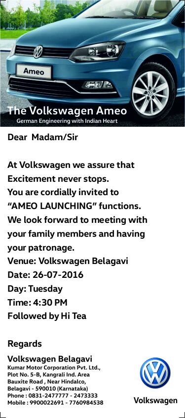 irfanmah99n's tweet photo. Calling all the wonderful people of Belagavi
#VolkswagenAMEO #26July2016
@allaboutbelgaum @asmvwbgmkmcpl1 https://t.co/VOZwKND9QO