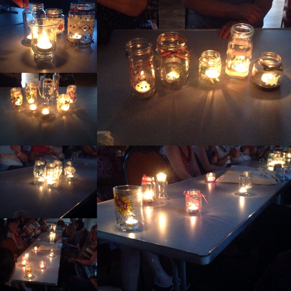 A selection from our "Jazz up a jar" July group activity - so creative &amp; amazing #upcycle #tealights #crafts