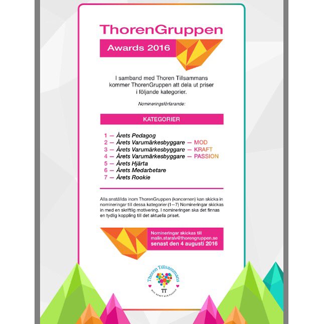 Nominera en kollega till vår årliga Thoren Awards🌟 Ta hand om er i sommarhettan 😎 #thorentillsammans #thorengruppen