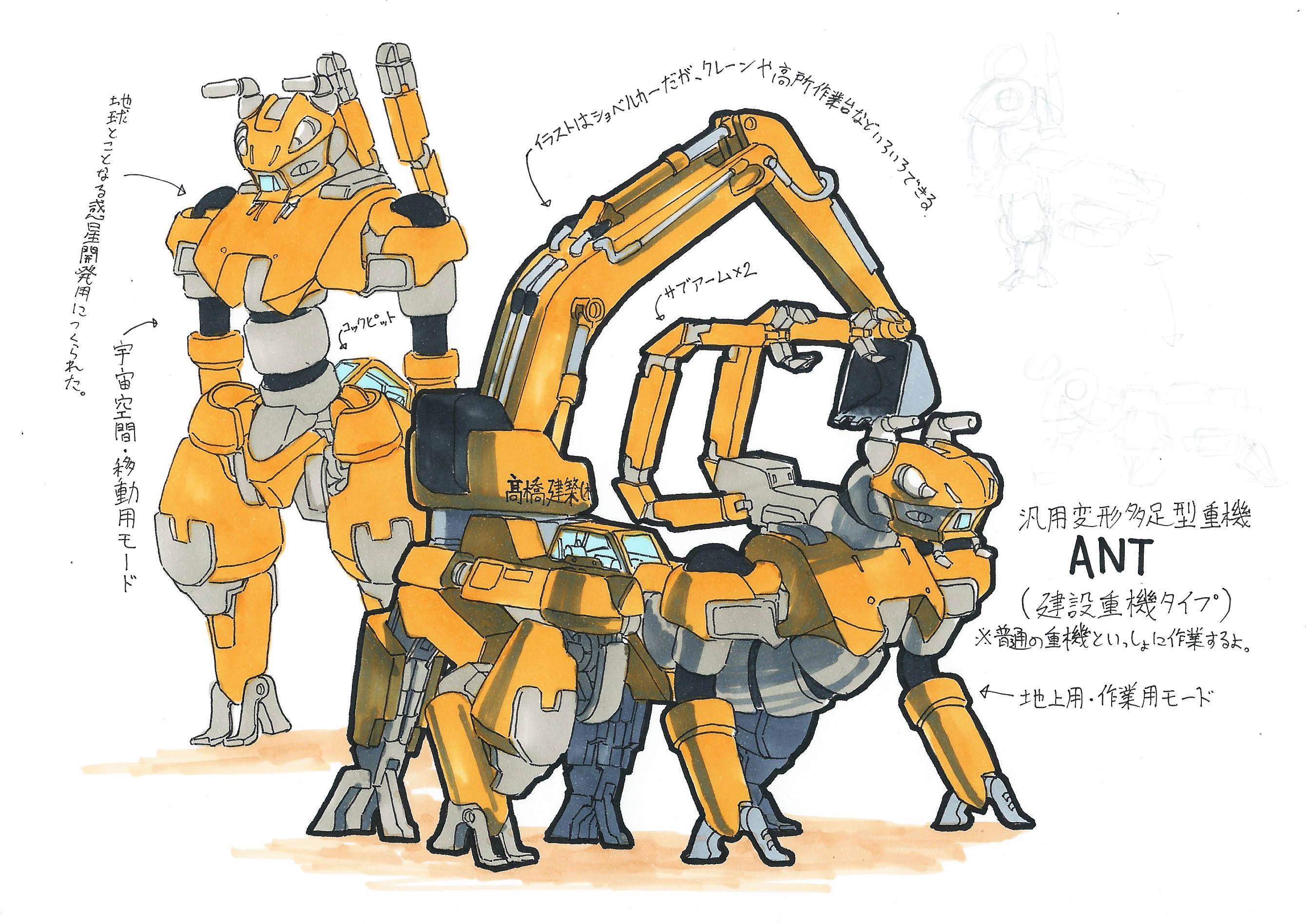 ペンギン好きを貫く 題ロボ 作業用重機 蟻をイメージして描いてます 上半身を前に倒すことで変形します T Co Jhe7zzjgyr Twitter