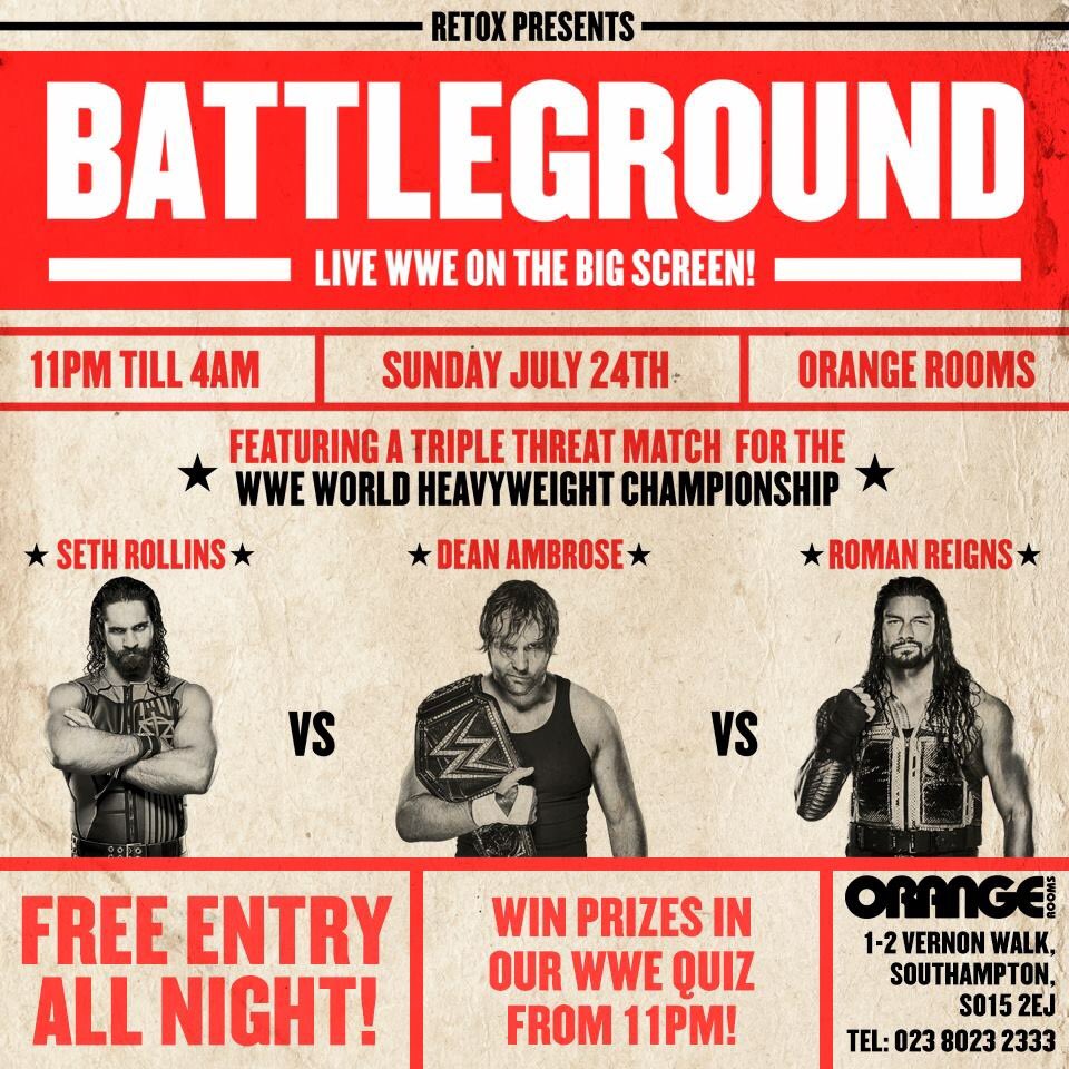 Unit_Events's tweet image. 👊 #wwebattleground is here!
Watch it for FREE on our 132&quot; BIG screen at Orange Rooms! 🍊